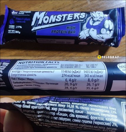 Протеиновый батончик Monsters какая калорийность и КБЖУ