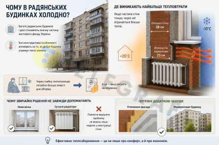 Як радянські будинки втрачають тепло
