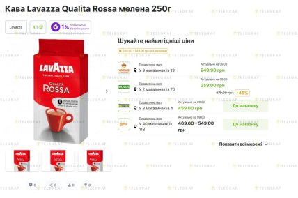 Сравнение цен на молотый кофе Lavazza Qualita Rossa