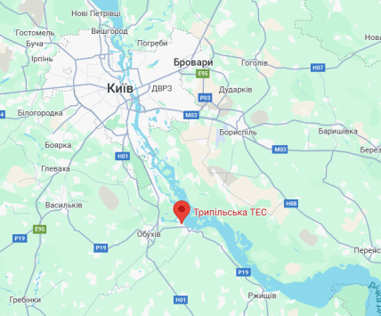 Трипольская ТЭС находится в Обуховском районе, карта