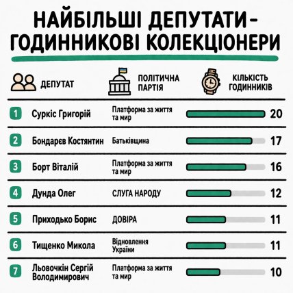 Нардепы, у которых больше всего часов