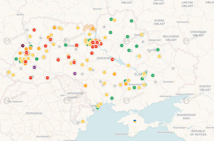 Ухудшение качества воздуха 20 января, карта