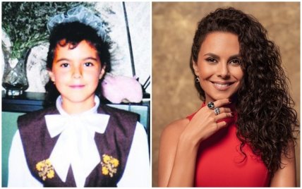 Настя Каменских в детстве и сейчас