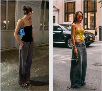 Топ-бандо baggy джинси взуття з гострим мисом акцентна сумка