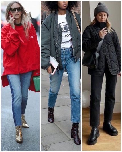 укороченные джинсы девушки