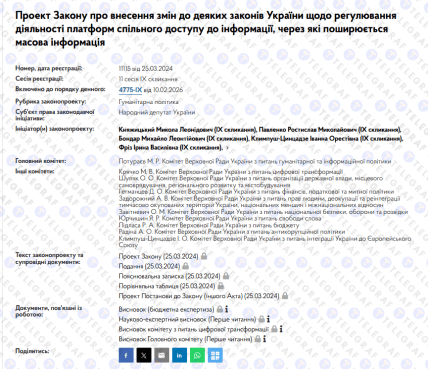 Проект №11115 на сайте Верховной Рады