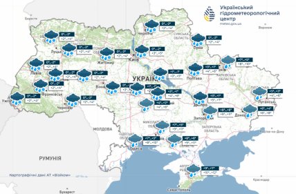 карта погоди 19 листопада