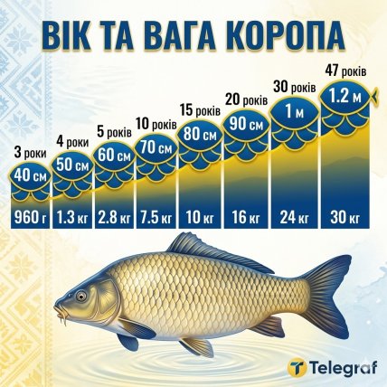 Вага коропа відповідно до віку
