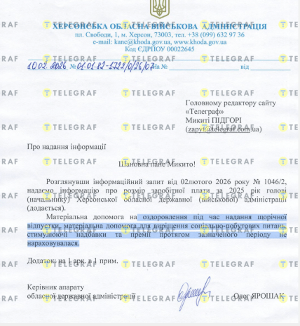 Сколько зарабатывает глава Херсонской ОВА Прокудин