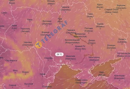 Температура в Україні 16 серпня, карта