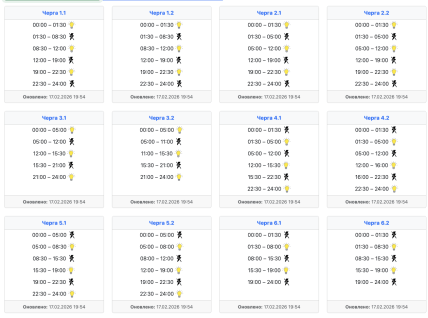 Графики отключений в Днепропетровской области 18 февраля