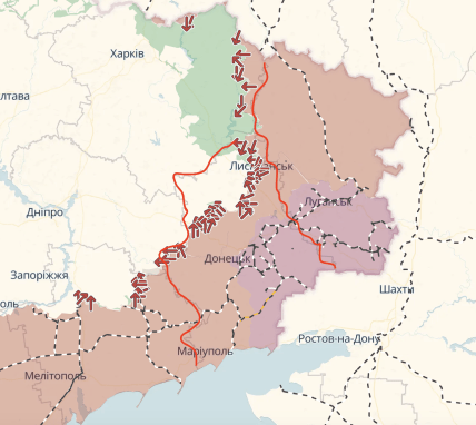 Донецкая и Луганская области на карте