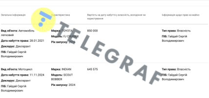 Сергей Гайдай, декларация