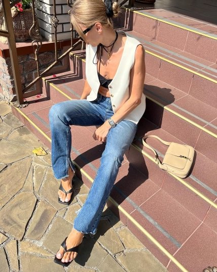 ната москаленко костюмный белый жилет