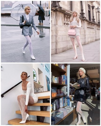 белые колготы на осень 2023