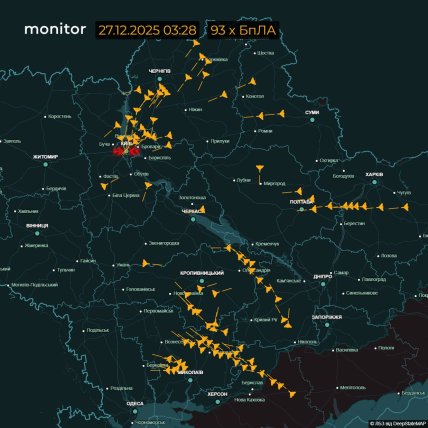 Карта руху БПЛА вночі