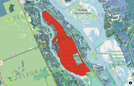 Часть заказника Козинская с прямоугольной дырой под частную застройку. Вид, согласно ресурсу kadastrova-karta.com