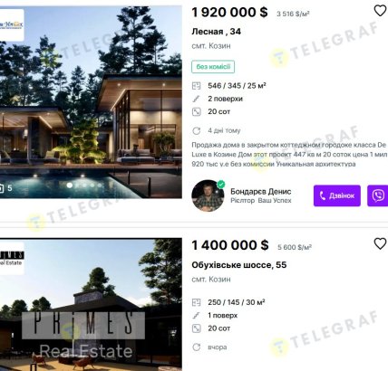 стоимость домов в Козине — скриншот