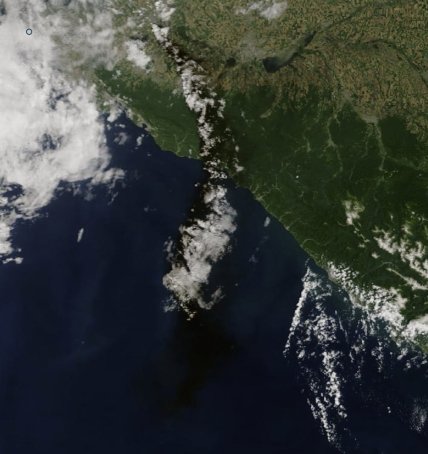 Фото пожара на НПЗ в Краснодарском крае РФ со спутника MODIS