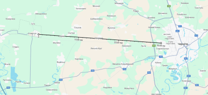 Расстояние от Славутича до Чернигова