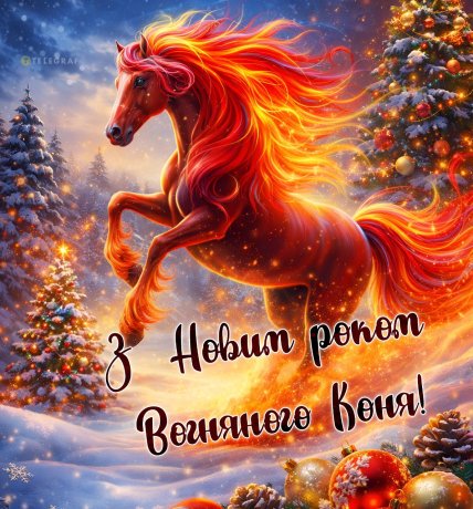 привітання з новим роком 2026 кінь на зображенні