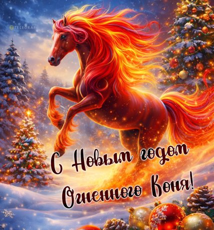 год лошади 2026 открытка с новым годом
