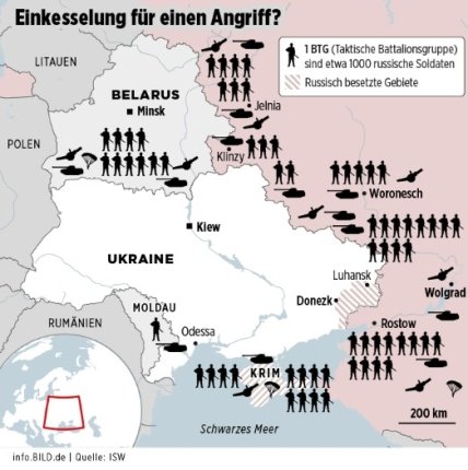 Карта размещения войск вокруг Украины