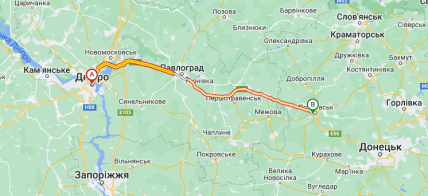 Фото трасса E50, проходящая по Днепру и ведущая в Покровск