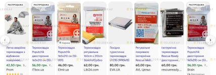Ціни на аварійні термоковдри з відбивною поверхнею