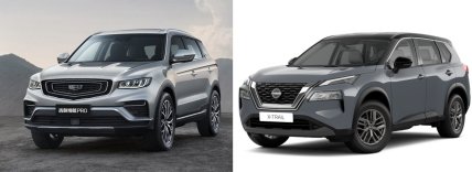 Моделі автівок, що згоріли: GEELY ATLAS PRO, вартість нового від 850 тис. грн, та Nissan X-Trail, вартість нового — від 1,5 млн грн