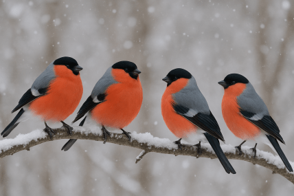 Снегири сидят на ветке