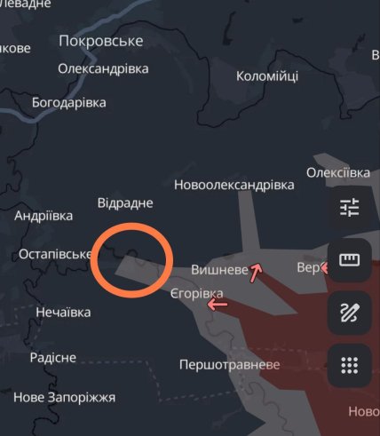 Продвижение россиян в Днепропетровской области на карте Deep State