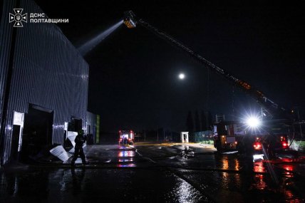 Ликвидация пожара после обстрелов в Полтавской области 30.07
