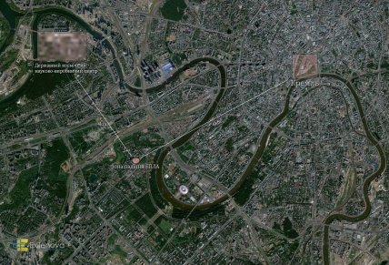 Місце атаки та Кремль на карті