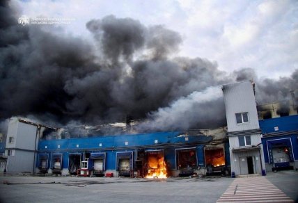 Пожежа після удару російського дрона