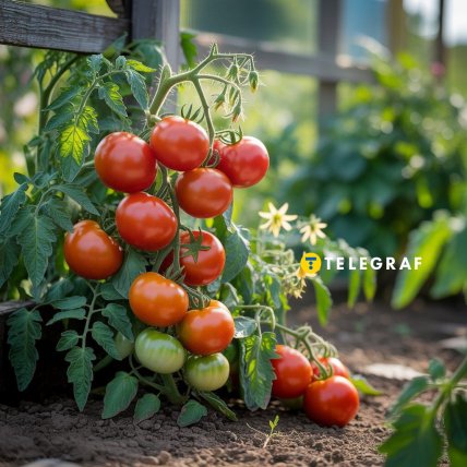 помидоры растут в огороде