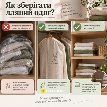 Как хранить льняные вещи | Инфографика: ИИ "Телеграф"