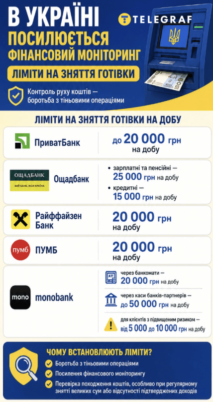 Ліміти на зняття готівки в банках