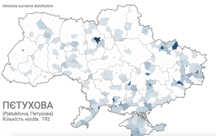 Распространение фамилии Петухова