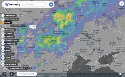 Прогноз опадів на п'ятницю, 7 серпня