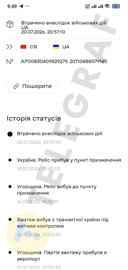 Статус відстеження замовлення НП