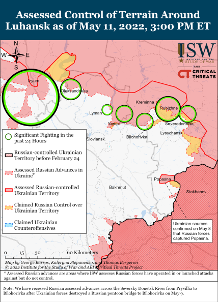 Карта бойових дій в Україні на сході на 12 травня