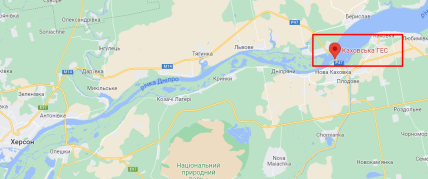 Каховська ГЕС карта