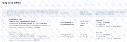 Скриншот декларации Степанюка