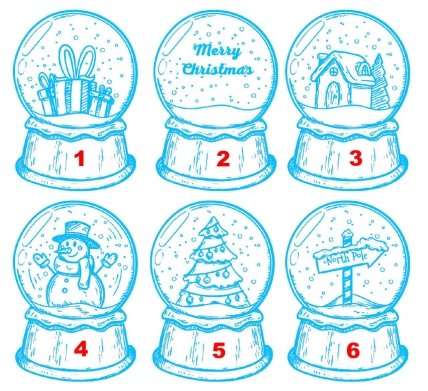 тест по картинці, снігова куля