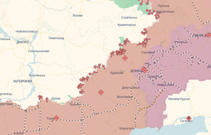 Карта бойових дій в Донецькій області DeepState 15.12.2025