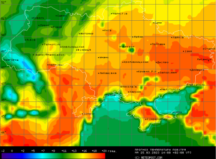 Погода в Україні 25 березня, карта