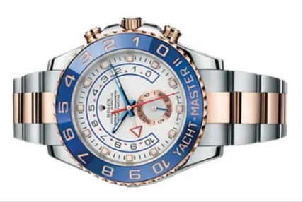 Часы Rolex Yacht-Master II с синим безелем, светлым циферблатом и двухцветным браслетом