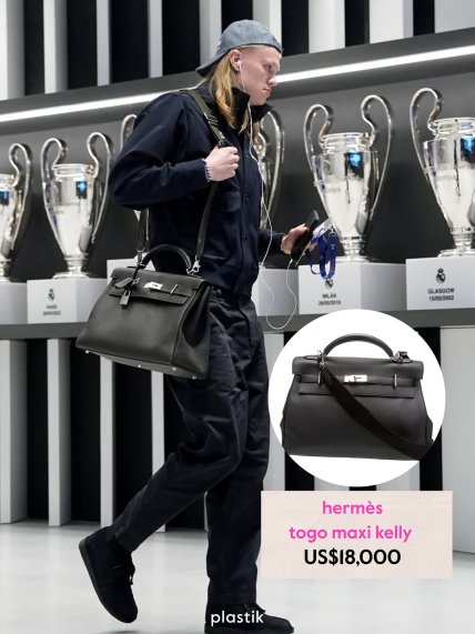 Ерлінг Голанд із сумкою hermes togo maxi kelly