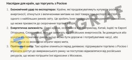 500% мита для "друзів" Москви: штучний інтелект назвав наслідки проекту США для РФ та низки країн